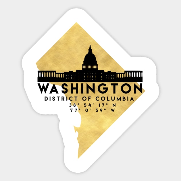 Washington District of Columbia Skyline Map Art Sticker by deificusArt